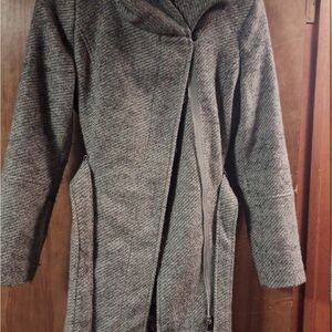 Calvin Klein grey hooded wool blend coat